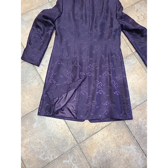 Vintage Y2K Womens 12  Silk Floral Over Coat Jacket & Pants  Suit Purple Fairy - Picture 2 of 16